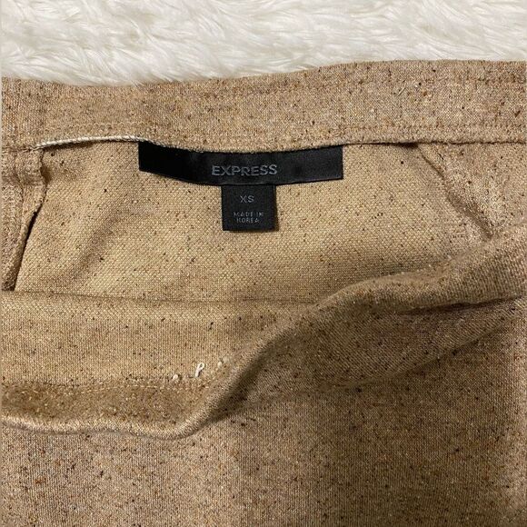 Express Tweed Texture Skirt Ruffle Peplum Hem Pull On Stretch Tan Brown size XS - Picture 13 of 16